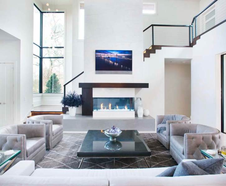 Modern Contemporary - Living and Fireplace