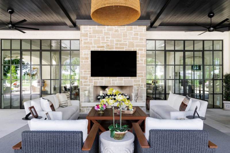 River Song Haven - Outdoor Fireplace Symmetry