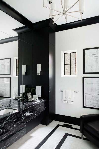 River Song Haven - Black Marble Powder Room – Castle Homes