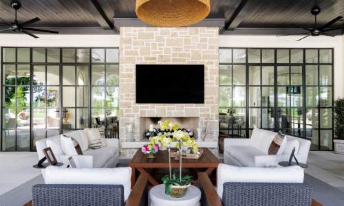 River Song Haven - Outdoor Fireplace Symmetry