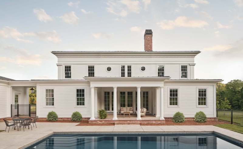 Southern Grandeur - Back Exterior and Pool Terrace – Castle Homes