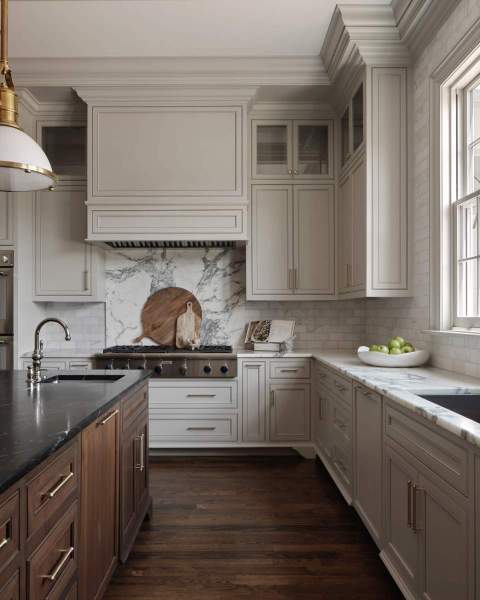 Southern Grandeur -Classic Kitchen with Marble and Brass – Castle Homes