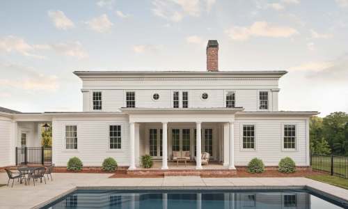 Southern Grandeur - Back Exterior and Pool Terrace – Castle Homes