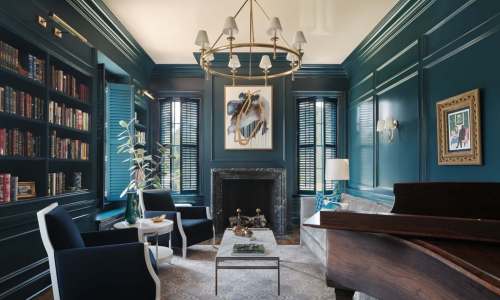 Southern Grandeur - Teal Library and Piano Room – Castle Homes